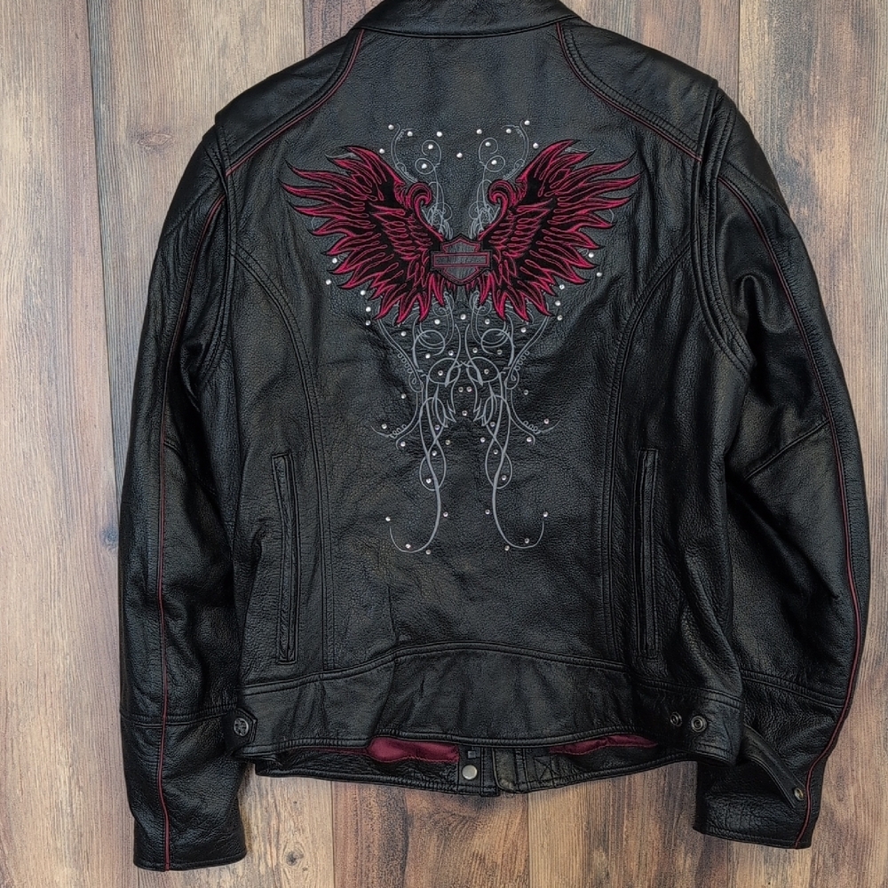 Harley Davidson Zip Out Hoodie Genuine Leather Jacket Coat XL R205 - Picture 2 of 16